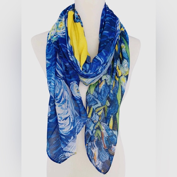 Blue-Yellow Starry Night &
Irises Scarf/Body wrap - Picture 8 of 9